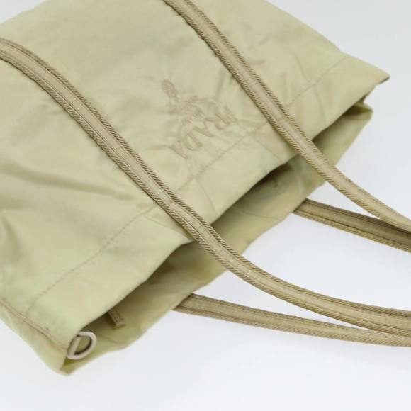 PRADA Hand Bag Nylon Silver Beige Auth 85481 - Picture 6 of 16